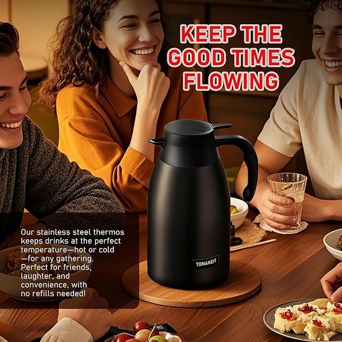 Thermal Coffee Carafe 2L/68 Oz Double-Wall Vacuum 304 Stainless Steel Insulated
