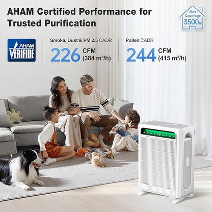 KNKA Air Purifier for Home Bedroom Large Room Up to 3, 500 Ft², HEPA Air Cleaner
