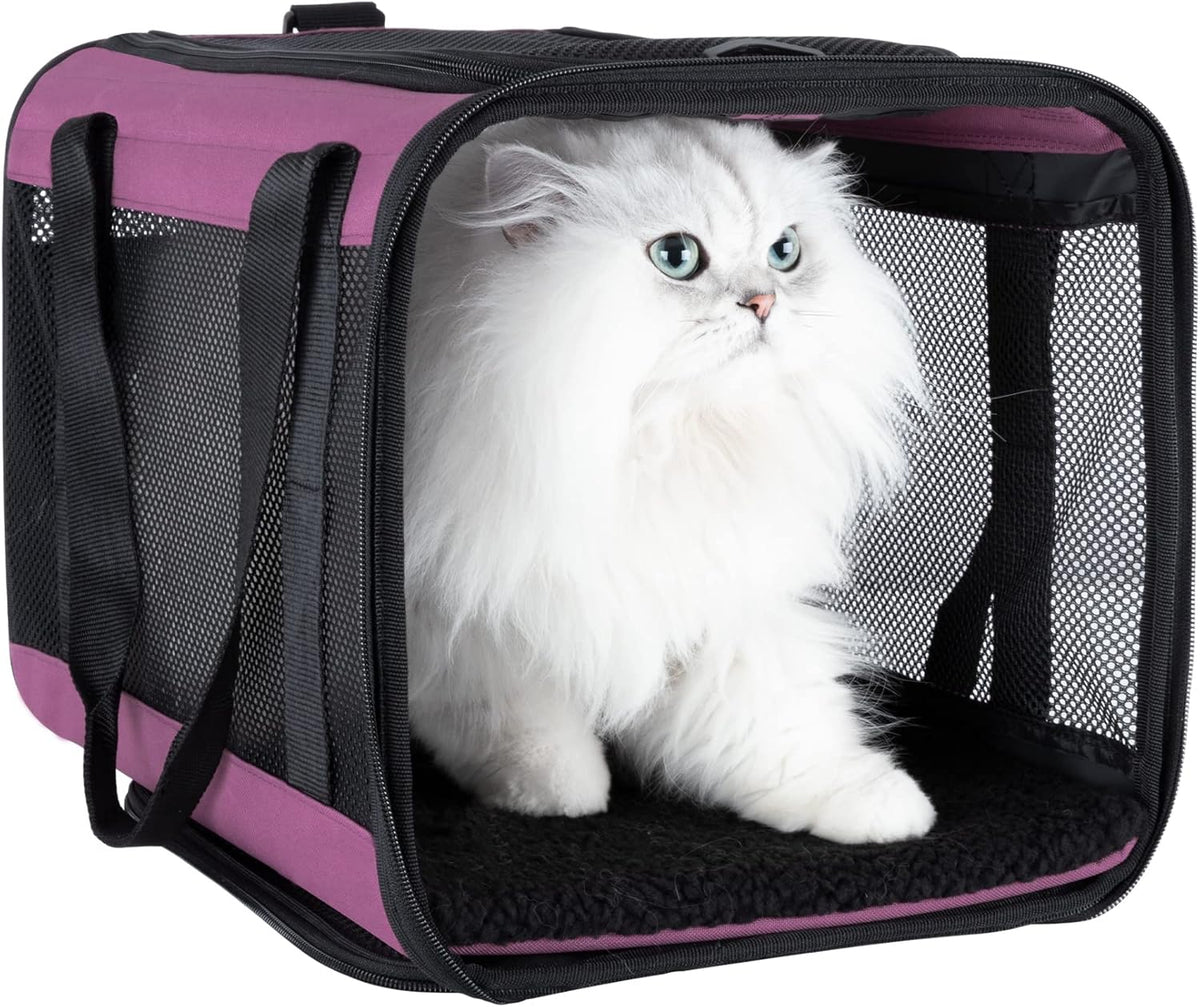 petisfam Soft Pet Carrier for Large and Medium Cats, 2 Kitties, Small Dogs. Easy to Get Cat in, Great for Cats That Don't Like Carriers (Viva Magenta)