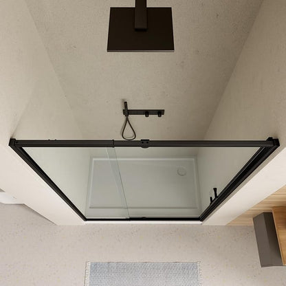 Pivot Shower Door, 38-42" W x 71" H Semi-Frameless Swing Glass Shower Door