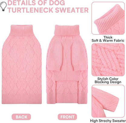 KOESON Small Dog Sweater Female and Male, Pullover Dog Sweater with Sleeves, Easy On Christmas Sweaters for Dachshund, Chihuahua, Pug, Yorkie, Warm Knitted Winter Apparel for Small Dogs, Pink, S