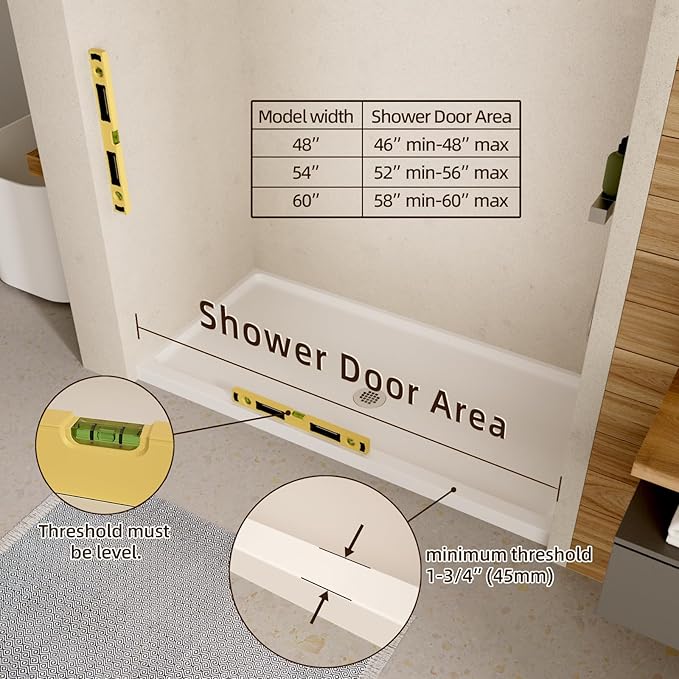 Shower Door, Royal Guard 44-48" W x 70" H Semi-Frameless Double Sliding Glass