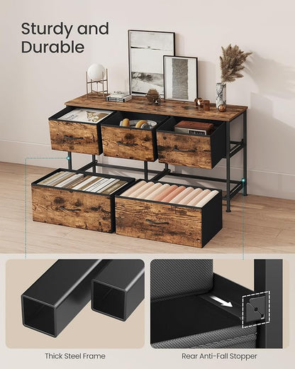 SONGMICS Dresser for Bedroom, Chest of Drawers, 5 Non-Woven Fabric Drawers