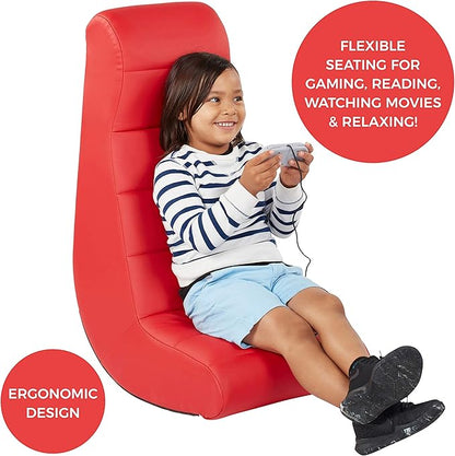 Factory Direct Partners 10489-RD Soft Ergonomic Horizontal Soft Video Rocker - Great for Reading, Gaming, Meditating, or TV for Kids Teens and Adults - Red