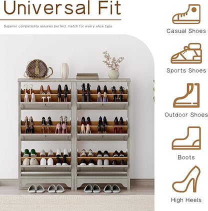 Chogori 3-Tier Shoe Cabinet – Solid Wood Entryway Shoe Storage Organizer