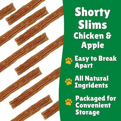 Lucky Premium Treats Lucky Shorty Slims - Apple and Chicken Jerky Dog Treats, Crunchy Dog Chew Sticks with Real Chicken and Apple for Small to Large Dogs (7 Count)