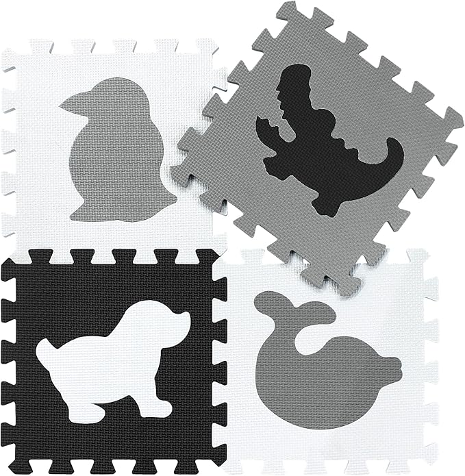 qqpp EVA 18 Tiles Baby Play Mat for Playing, Interlocking Foam Floor Mats for Tummy Time & Crawling, Flooring Tiles with Animals Puzzle for Kids. QP-51(ADL) b18N