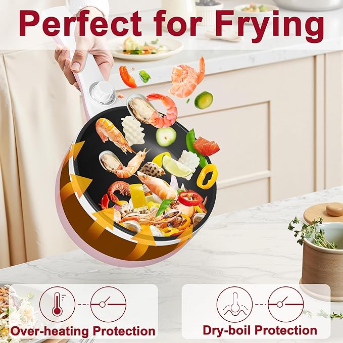 Dezin Hot Pot Electric Upgraded, Non-Stick Sauté Pan, Rapid Noodles Electric Pot