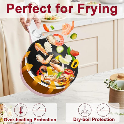 Dezin Hot Pot Electric Upgraded, Non-Stick Sauté Pan, Rapid Noodles Electric Pot