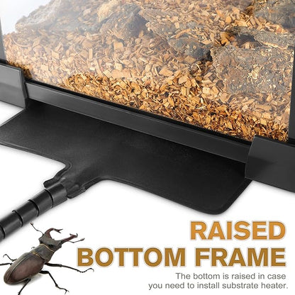 12"x8"x8" Reptile Terrarium, Escape-Proof Glass Terrestrial Vivarium for Hatchling Snakes Such as Corn Snakes, with Escape-Proof Lock & Feeding Hatch