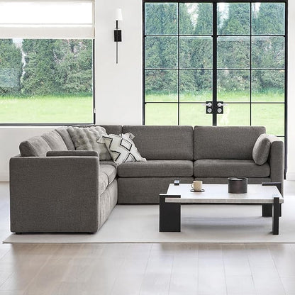 CHITA Oversized Modular Sectional Fabric Sofa Set, FSC Certified Extra Large 5 Seat V Shaped Corner Sectional Cloud Couch for Living Room, 106 inch Width, 4 Seat and 1 Middle Corner, Grey