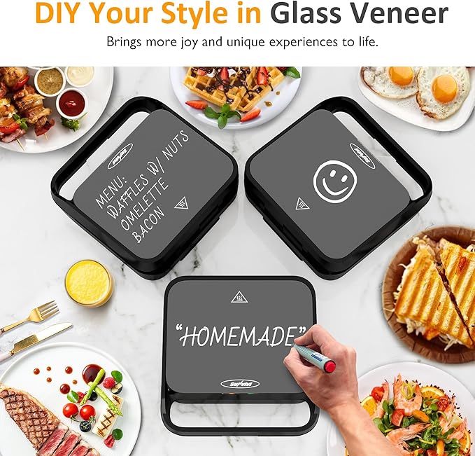 Sunvivi 3 in 1 Sandwich Maker, Electric Waffle Maker