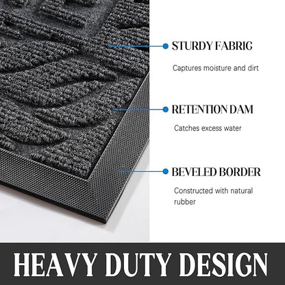 Yimobra Large Welcome Mat 47x24, Waterproof Non-Slip Outdoor Mats for Front Door Outside Entrance, Low-Profile Entryway Mat Indoor for Garage Patio, Grey
