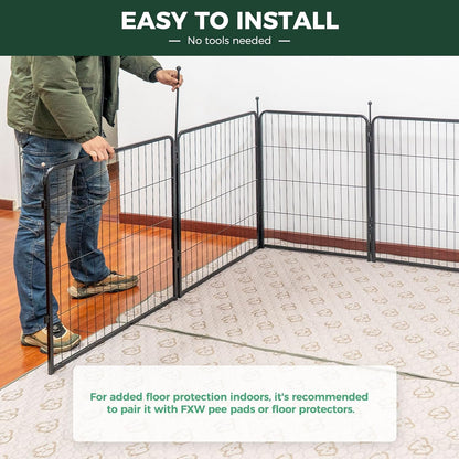 FXW Rollick Unleashed Dog Playpen for Indoor, Yard, RV Camping, 50 inch 16 Panels for Large Dogs, Black│Patented