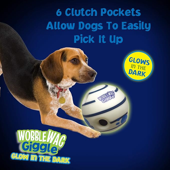 Wobble Wag Giggle Glow in The Dark | Rolling Enrichment Toy for Playtime, Interactive Play for Indoor or Outdoor, Keeps Dogs & Puppies Large, Medium or Small Busy & Moving, As Seen on TV | Pack of 1