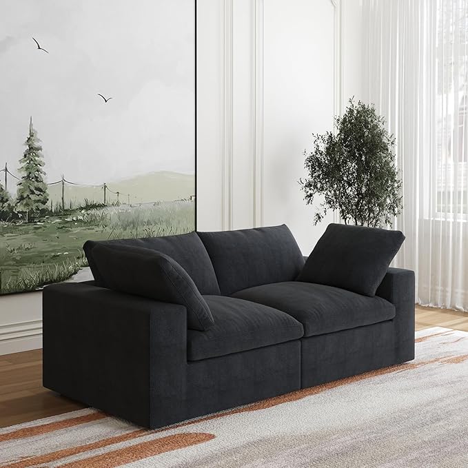 JACH Modular Sectional Couches for Living Room, Modern Convertible Couch, Comfy Love Seat Sofas, Covers Removable, Modern Sectional Sofa for Living Room Apartment (Black)