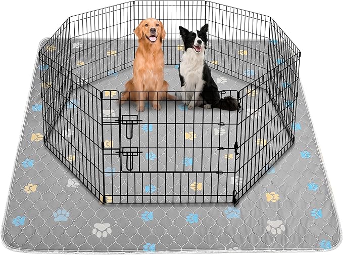 Aitmexcn Washable Pee Pads for Dogs, 2 Pack Extra Large Reusable Puppy Training Pads, Heavy Absorbency, Leak-Resistant Non-Slip Mats for Playpens, Whelping and Senior Dogs, Gray (54"x54")