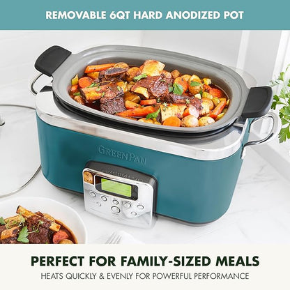 GreenPan Elite 8-in-1 Programmable 6QT Electric Slow Cooker, Dishwasher Safe