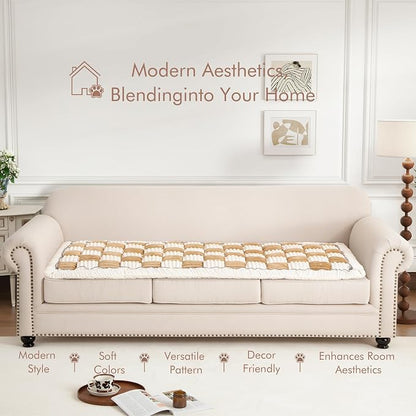 Couch Cover for Sofa, Sectional Couch Cover for Dogs, Sofa Cover Washable, Cushion Cover Blanket Pad Bed Mat for Pets, Fleece Furniture Protector, Camel, 27.6x59in