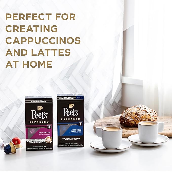Peet's Coffee, Dark and Medium Roast Espresso Capsules Variety Pack, Compatible