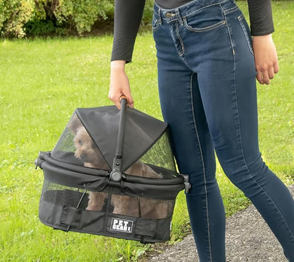 Pet Gear No-Zip View 360 Pet Carrier & Car Seat, Jet Black, 15" | Ultra Lite, Push Button Entry, For Small Dogs & Cats, 360 Degree Visibility, Safety Carrier