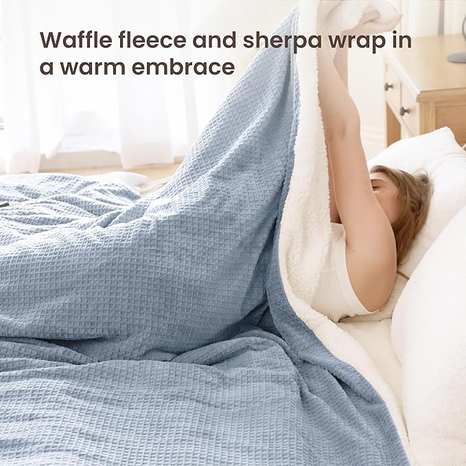 Heated Blanket Electric Blanket King Waffle, 90x100 Inches Dual Controllers