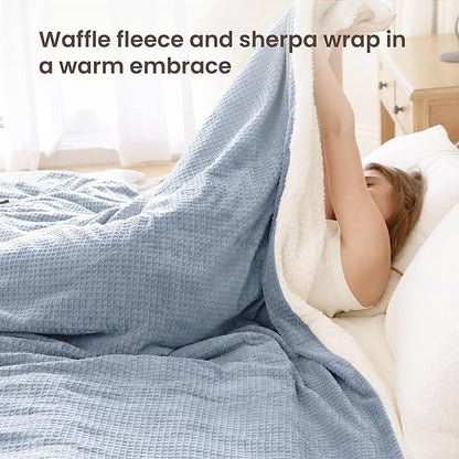 Heated Blanket Electric Blanket King Waffle, 90x100 Inches Dual Controllers
