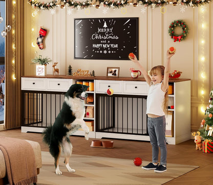 Large Crate TV Stand. Hides the kennel, keeps the room looking pulled together.