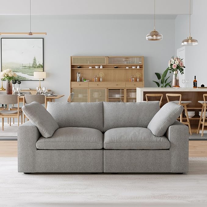 JACH Modular Sectional Couch, Love Seat Sofas, Modern Convertible Cloud Couch, Cushion Covers Removable, Comfy Sectional Sofa for Living Room Apartment (Grey)