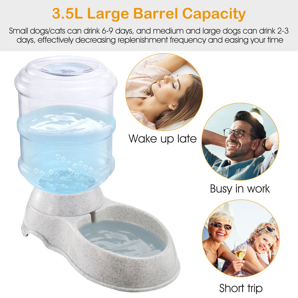3.5L 1Gal Pet Water Dispenser Self-Dispensing Gravity Pets Water Feeder Automatic Pet Waterer Cat Dog