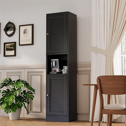 2-Door Metal Storage Cabinet, Tall Slim Pantry Organizer