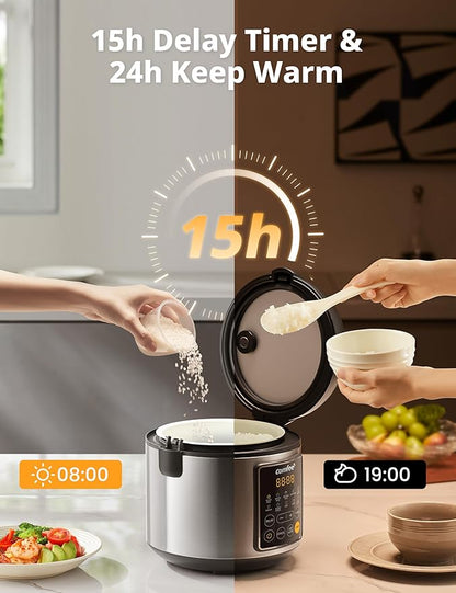 COMFEE' Rice Cooker, 4 Cups Uncooked, 8 Cups Cooked Slow Cooker, 2 Qt Small
