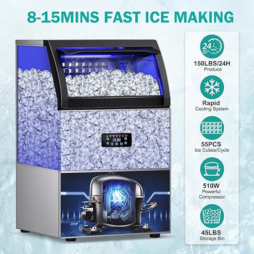 Commercial Ice Maker Machine, 150lbs/24H