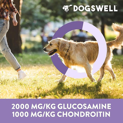 DOGSWELL Hip & Joint Dog Treats 100% Meaty, Grain Free, Glucosamine Chondroitin & Omega 3, Chicken Soft Strips 20 oz