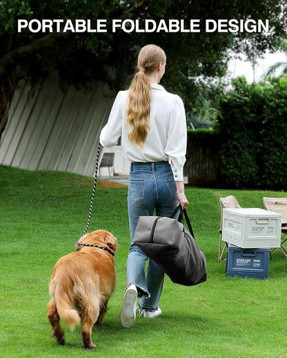 Veraste 33" Soft Collapsible Travel Dog Crate for Medium Large Dogs,Grey | 4-Door Foldable Travel Crate,breathable mesh, foldable with storage bag