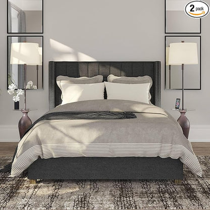 Regency Hill Fallon Industrial Rustic Farmhouse Floor Lamps with Tray Table USB and AC Power Outlet 66" Tall Set of 2 Oil Rubbed Bronze Oatmeal Drum Shade for Living Room Reading Bedroom