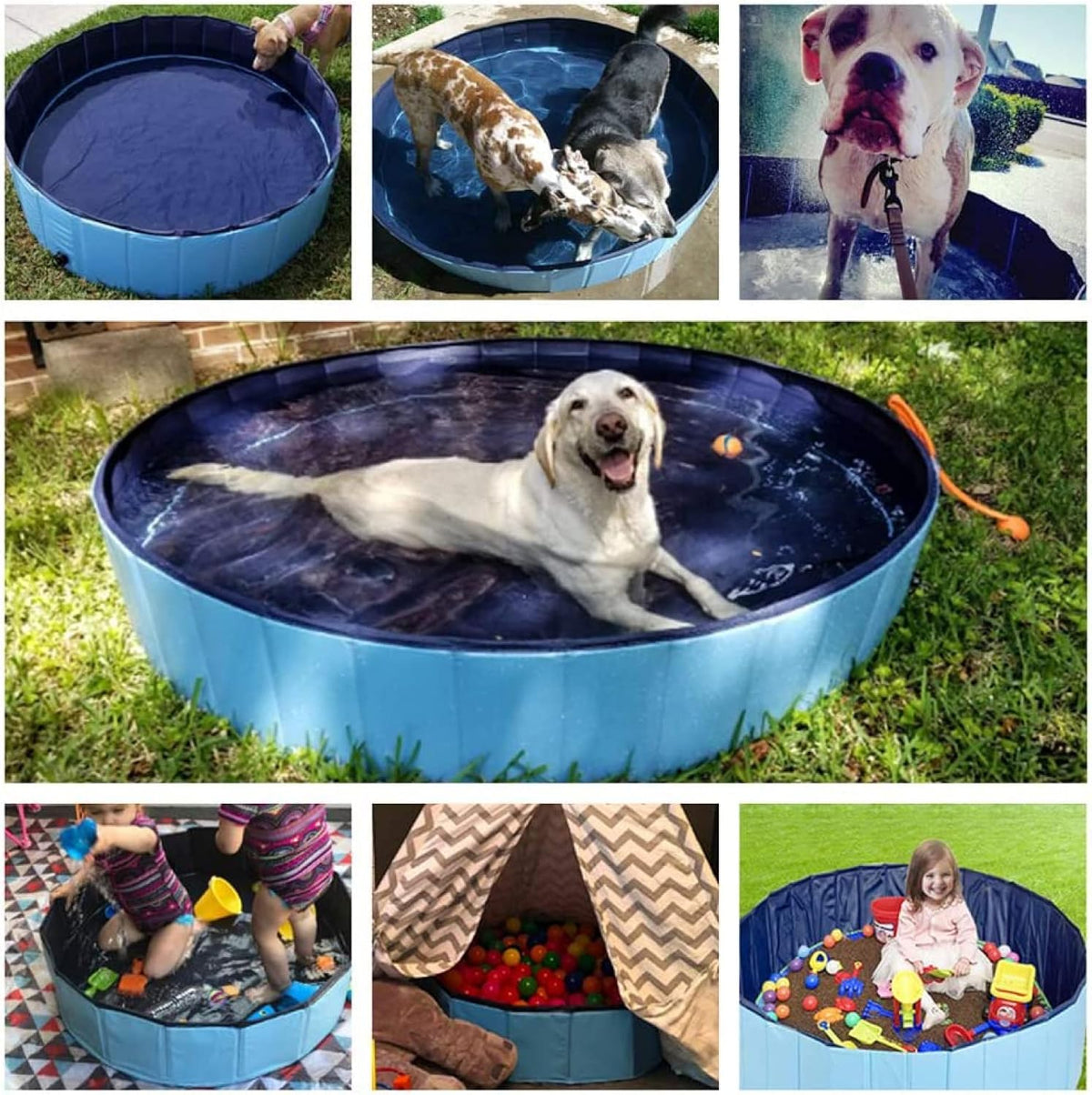 Jasonwell Foldable Dog Pool Collapsible Hard Plastic Dog Swimming Pool Portable Kiddie Pool Pet Pool Doggie Wading Pool Bath Tub for Puppy Small Medium Large Dogs Cats and Kids 32"