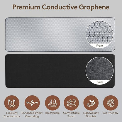 XKETA Graphene Grounding Mat for Bed: Indoor Earth Therapy for Better Sleep & Energy Boost – Conductive Sleep Pad with Grounded Benefits – Wellness Gift Kit for Women (Queen)