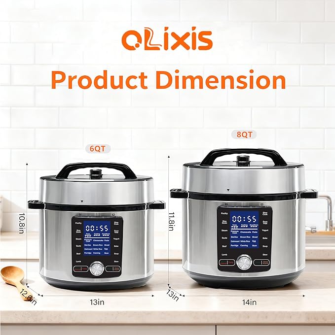 OLIXIS 24-in-1 Electric Pressure Cooker 6.34 Quart, Stainless Steel Multi-Cooker