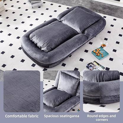 Stylish Grey Floor Lounge Chair - Versatile Folding Sofa with 5 Adjustable Positions for Comfort & Relaxation!