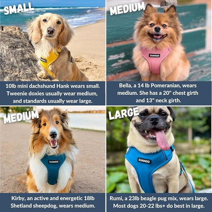 Adventure Dog Harness - Stylish and Durable Medium Dog Harness for Outdoor Adventures and Everyday Wear - Red Neoprene Adjustable Harness for Dogs with Reflective Piping, Solid Brass D-Ring