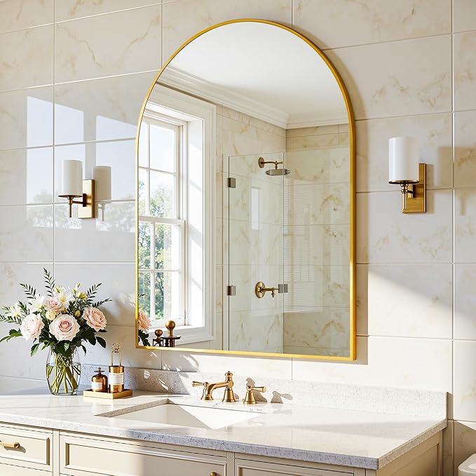 Arched Mirror 24"x36", Bathroom Mirror, Wall Mounted Vanity Mirror