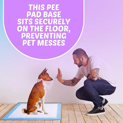 Dog Pee Pad Holder Tray Fits for 28” x 34” Pee Pads - 1 Pack - Light Grey | Corner Lock Holes, Raised Edges, Non-Spill, Easy to Clean Silicone Dog Potty Tray Holder, For Indoor Floor Protection