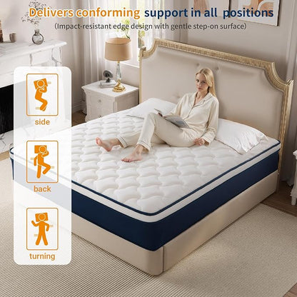 14 Inch King Mattress in a Box - Hybrid Gel Memory Foam & Pocket Springs for Back Pain Relief, Plush Support, Fiberglass-Free, CertiPUR-US Certified, 120-Night Sleep Trial, 80x76 Inches