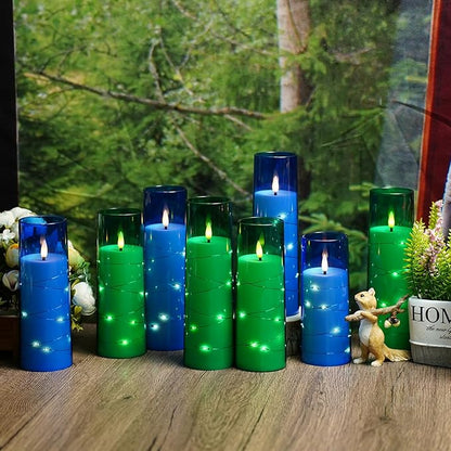 Flameless Candles with Embedded Star String, Battery Operated LED Pillar