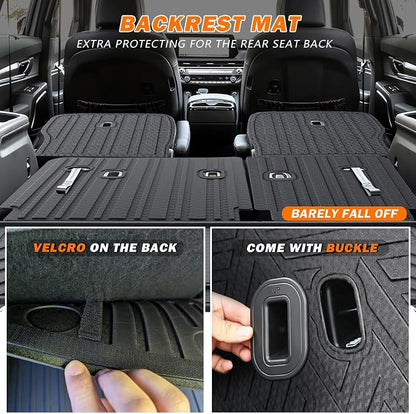 KUST Cargo Mat for 2020-2025 Kia Telluride 7 Seats, Rubber Rear Trunk Liner with 2nd/3rd Row Backrest Kick Mat for Telluride Accessories High Edge Cover All Weather Protection