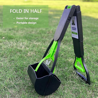 32" Pooper Scooper for Large Small Dogs, Extra Long Handle Heavy Duty Poop Scoop, Foldable Dog Poop Picker Upper for Yard (Without Bag and Dispenser Attachment)
