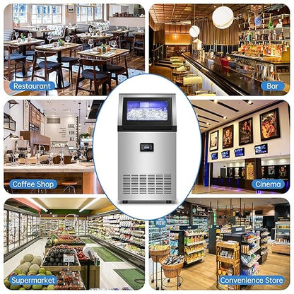 Commercial Ice Maker Machine 200 Lbs/24H, 35 Lbs Ice Bin, Undercounter Ice