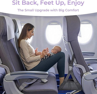 Babenest Airplane Foot Hammock, Foldable Leg Rest Support with Adjustable Strap & Privacy Cover, Thickened Bottom for Feet Warmth, Portable Flight Footrest Holder for Air Travel, Office & Car (Cover)