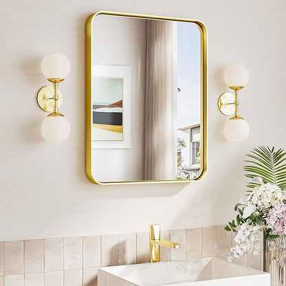 TokeShimi 16x20 Brushed Gold Bathroom Mirror, Vanity Mirror Bathroom Wall